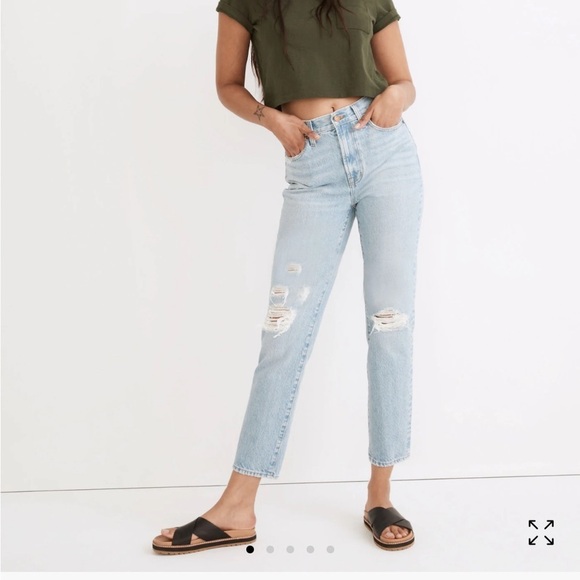 👖🕶️ MADEWELL High Rise Distressed Knee Jeans | Light Wash Slim Cut | Women’s 29 - Picture 5 of 5